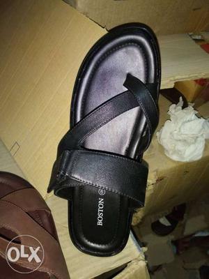 Black Leather Open-toe Sandals