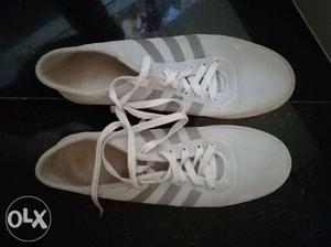 Men white adidas sneakers size 9, 10 less used