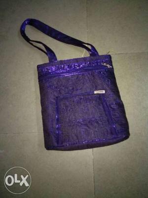 New shiny blue fabric purse washable and