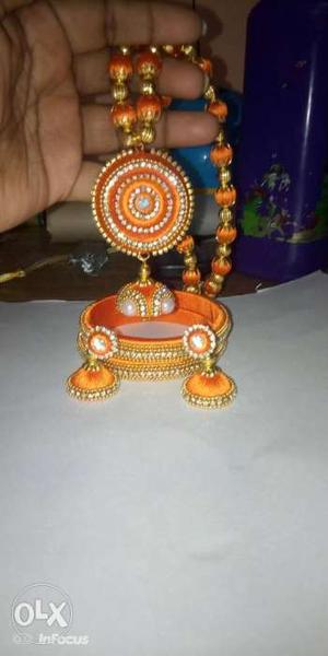 Orange Necklace With Pendant