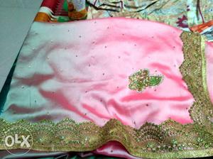 Pink And Green Floral Textile