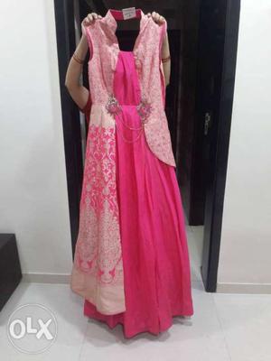 Readymade beautiful pink gown with duppata legins