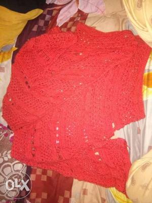 Red Crochet Cardigan