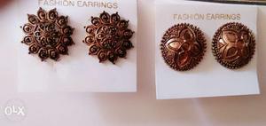 Two Pairs Of Copper-colored Earrings