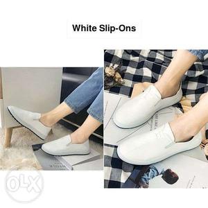 White Leather Slip-on Shoes