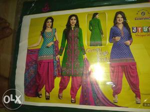 Women's Green And Red Salway Kameez Traditional Indian Dress