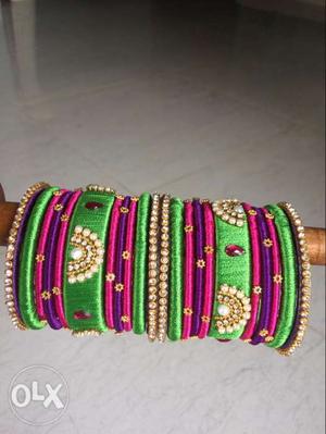 Women's Green, Pink, And Purple Bangles