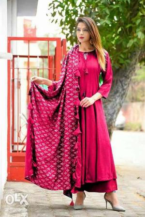 Women's Pink And Brown Traditional Dress