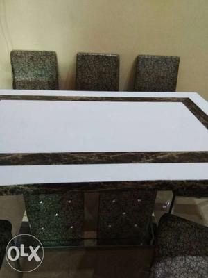 6 seater dining table with marble top