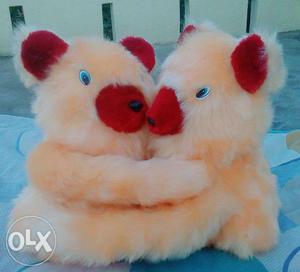 Beige And Red Bear Plush Toys