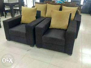 Black And Gray Suede Sofa Set