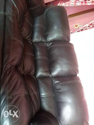 Black Leather 3-seat Recliner