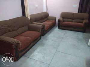 Brown Fabric Sofa Set.7 seater 2+2+3 seater