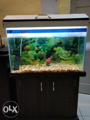Fish aquarium good condition serviced 2 cabinet