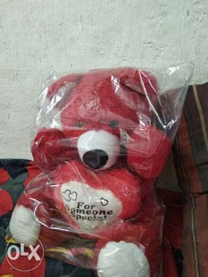 Red And White Bear Plush Toy Pack