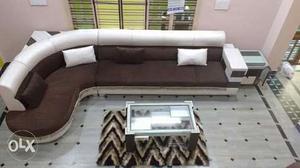 Stylish brown l shape designer sofa set