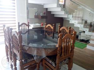 Wooden Dining Table With 6 Chairs for sale