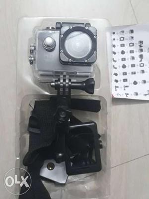 Black And Grey water proof Action Camera With Case..1 week