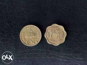 Indian old coin 10 paisa and 20 paisa