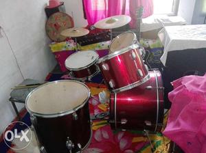Red And Grey Drum Kit