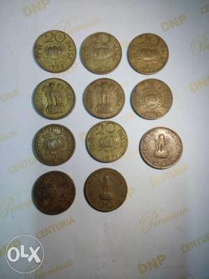 Round Bronze-colored Paise Coins