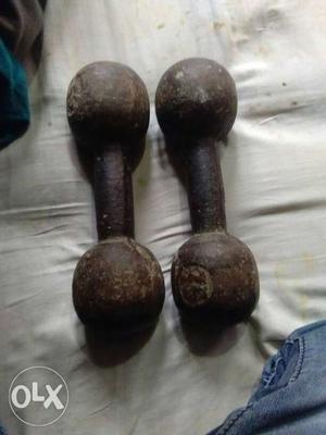 Two Brown Fixed Weight Dumbbells