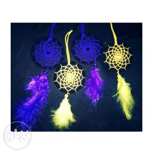 Two Pairs Of Blue And Yellow Dream Catcher Glow In The Dark