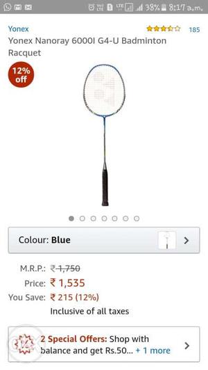 Yonex- single frame badminton bat. Got as gift.