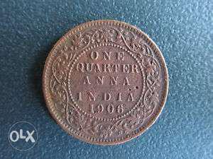  one quarter Anna avg condition copper