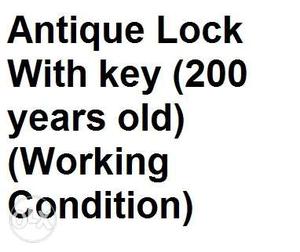 Antique Lock With key (200 years old) (Working Condition)