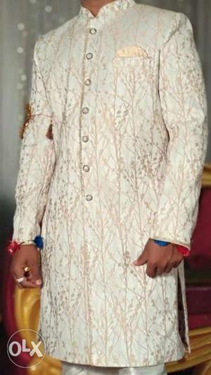 Men's White Sherwani Robe