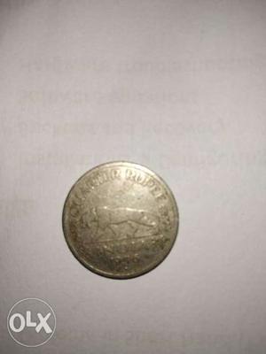 Old Indian coin  quarter rupee