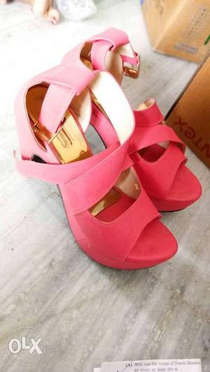 Pair Of Pink Peep-toe Heels