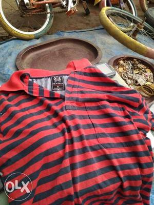 Red And Black Striped Polo Shirt
