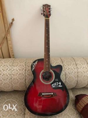 Red-burst Venetian Cutaway Acoustic Guitar