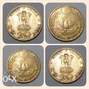 Round Gold-colored 20 Indian Coin Collage