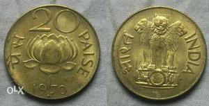 Two 20 India Paise Coins