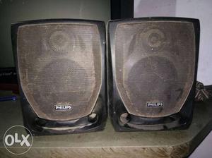 Two Brown And Black Speakers