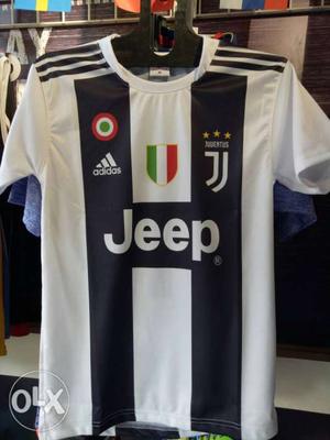 White And Black Adidas Jeep Soccer Shirt