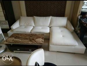 Brand NEW White Leather L Shape Sofa Available in lowest