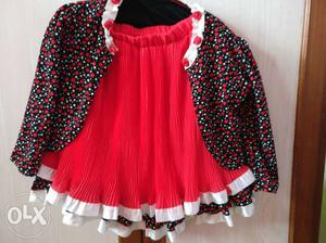 Bright Red and black combo, multi layer skirt