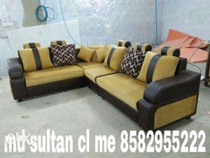 Brown And Yellow Sectional Couch