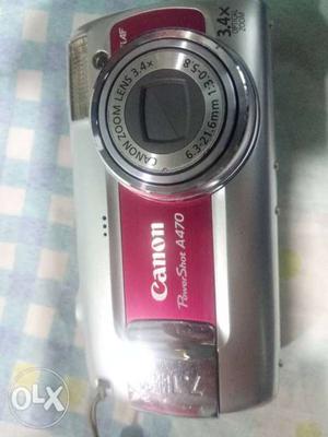 Gray And Pink Canon PowerShot A470 Camera