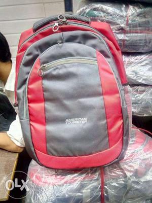 Gray And Red American Tourista Backpack