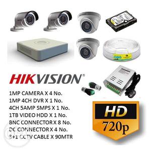 Hikvision 4pic cctv camera installation