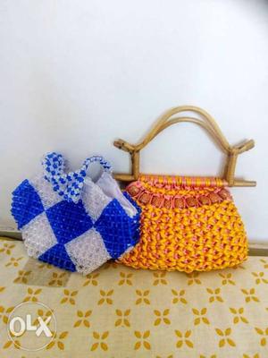 Home made crystal & nylon thread designed bags(2