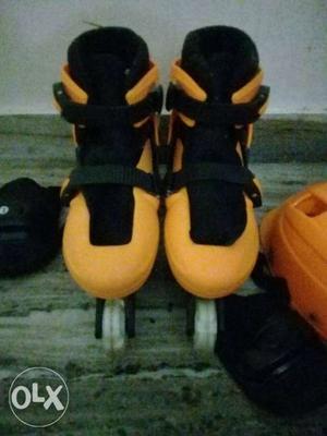 Pair Of Orange-and-black Nike Basketball Shoes