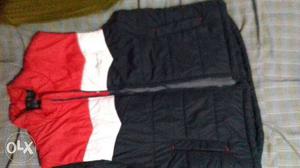 Red, White, And Black Full-zip Vest
