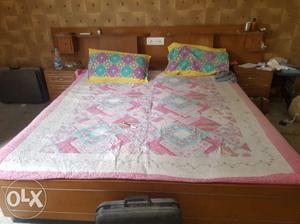 Teak wood double bed with box a