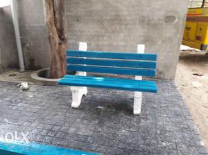 Teal And White Wooden Bench